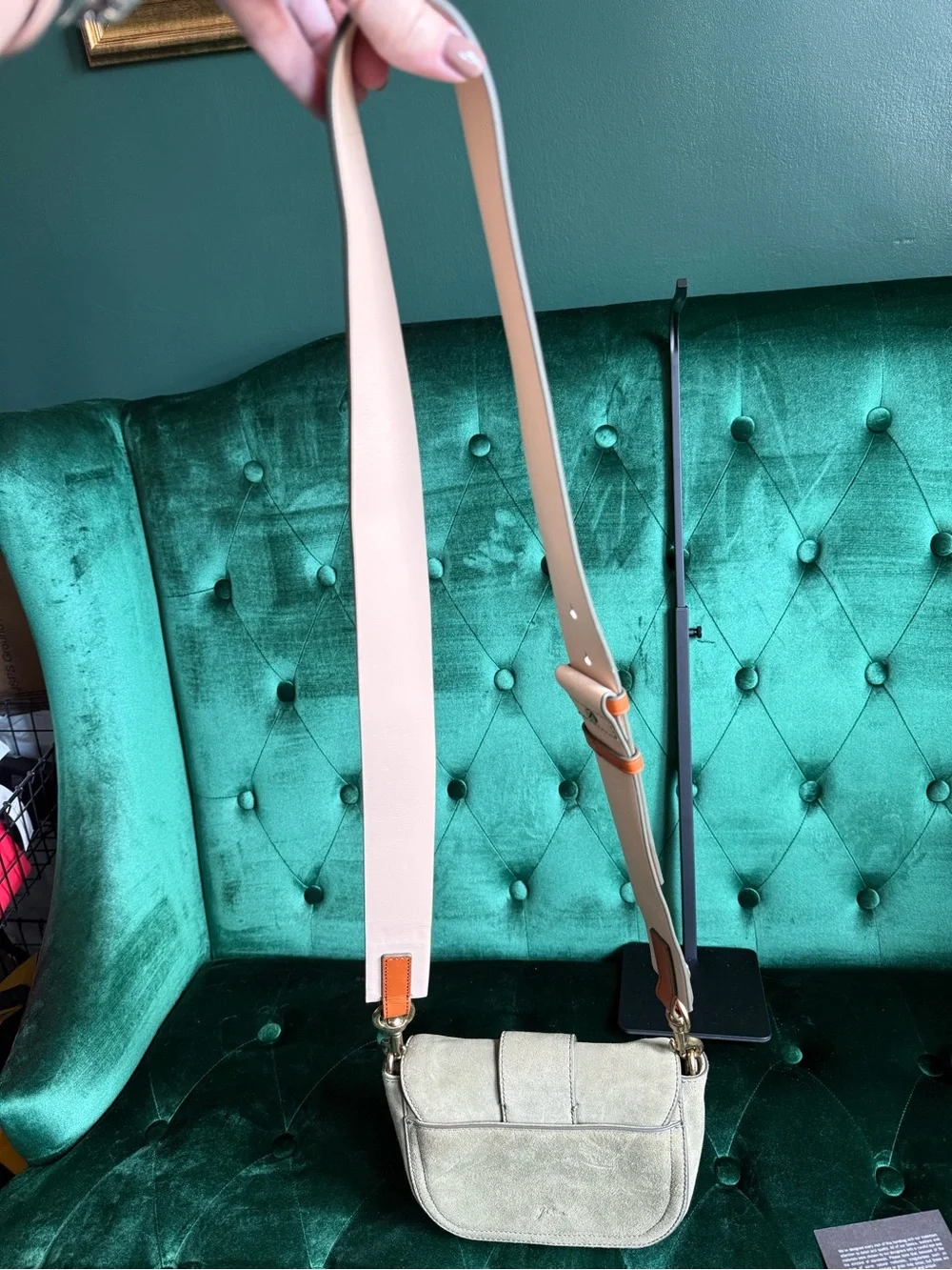 J.Crew NWT Italian Suede Buckle Crossbody Bag Olive Green J7204